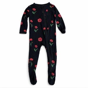 Kyte BABY Midnight Poppies Zippered Footie Romper 3-6 Months